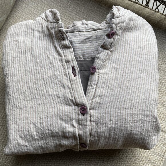 100% Linen Padded (quilted) Top, OS, light khaki color - Picture 11 of 15